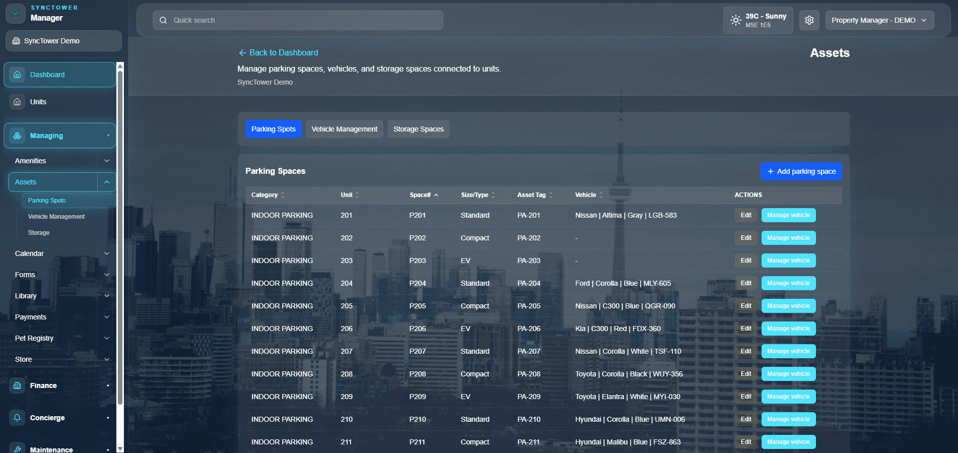 SyncTower Assets & Parking module