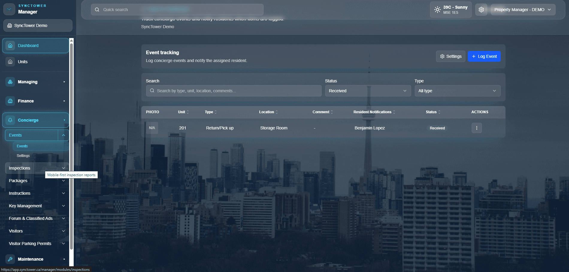 SyncTower Events module