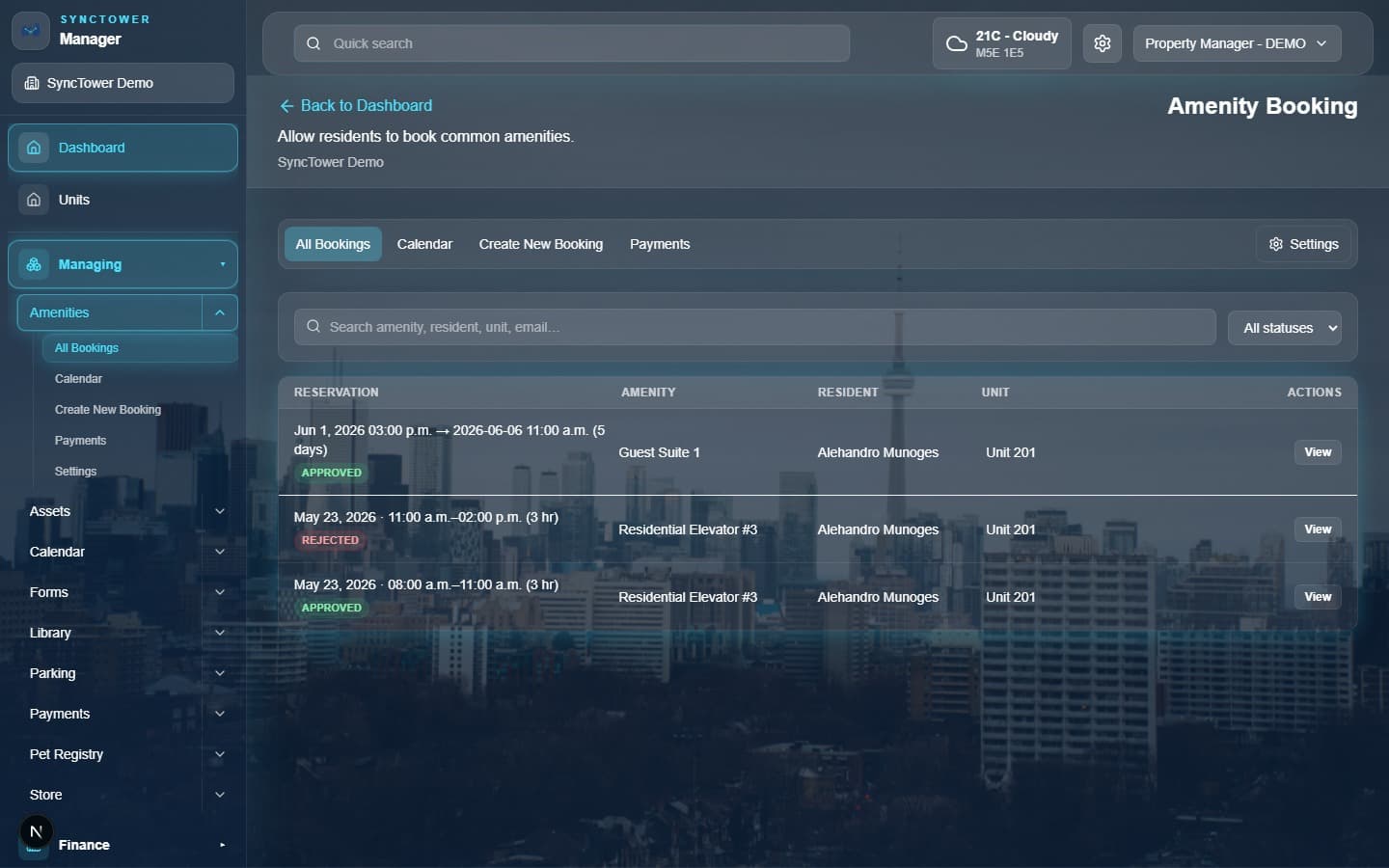 SyncTower Amenity Booking module