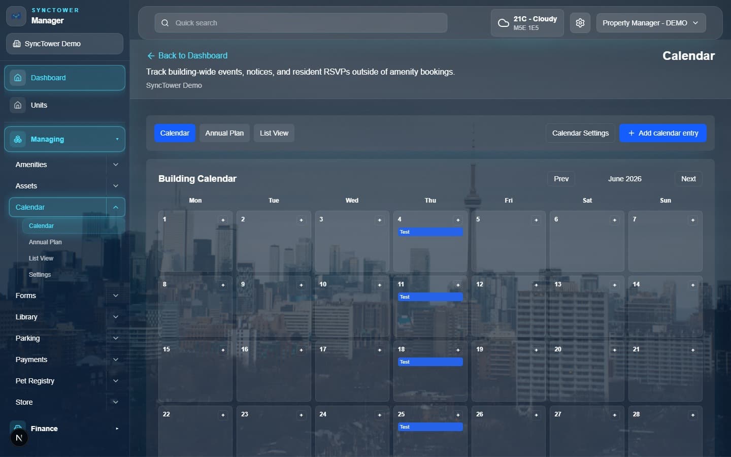 SyncTower Building Calendar module