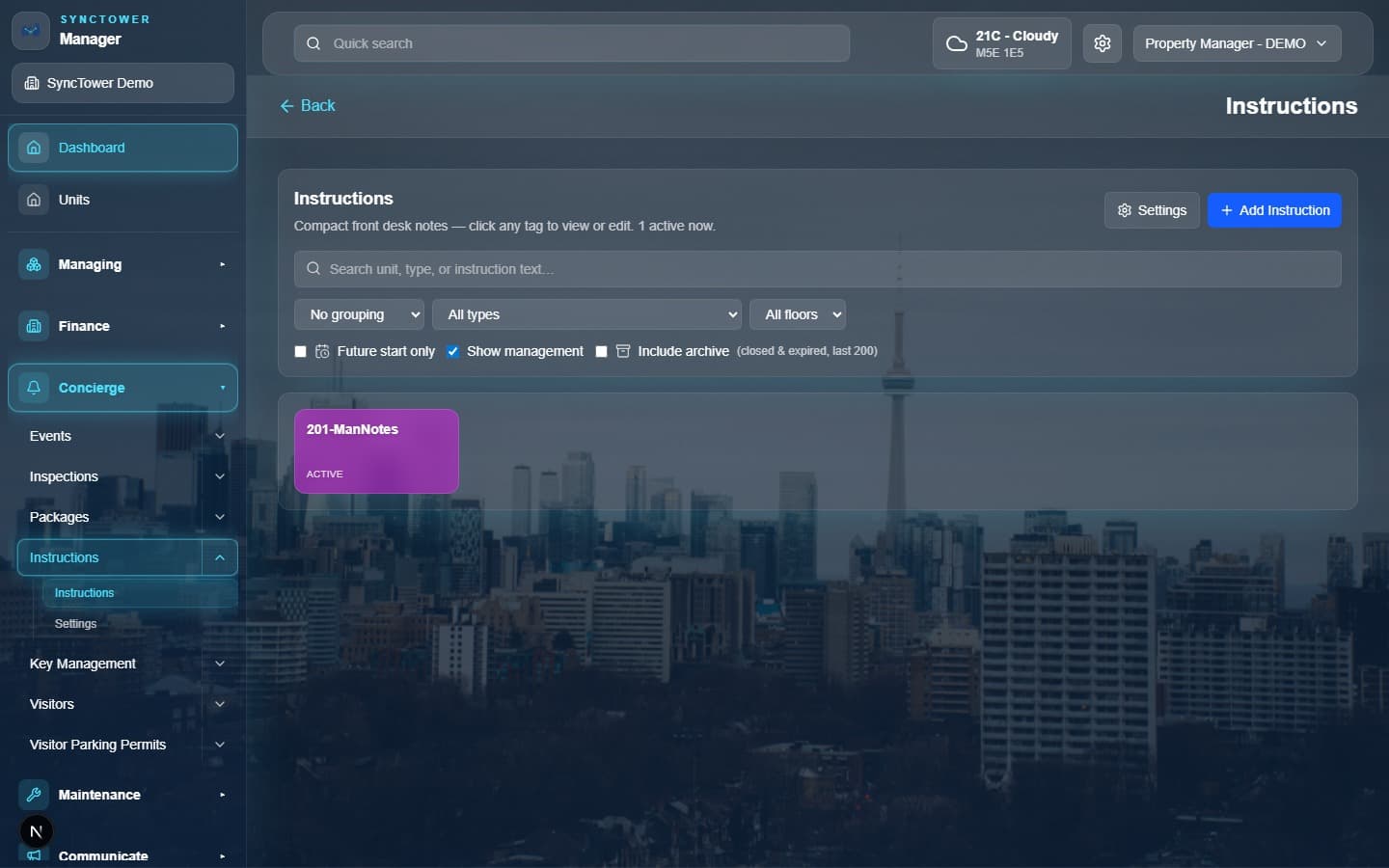SyncTower Instructions module