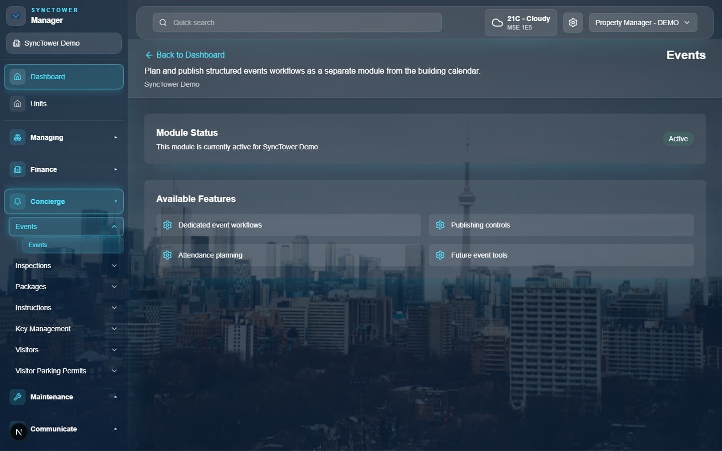 SyncTower Events module