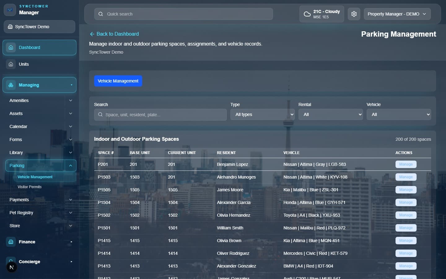 SyncTower Parking Management module