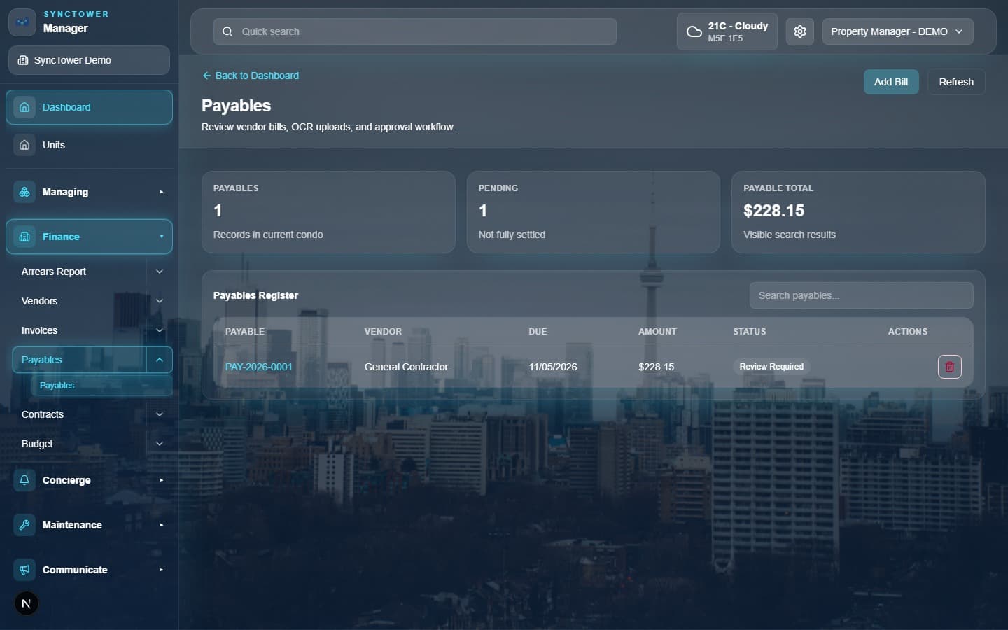SyncTower Payables module