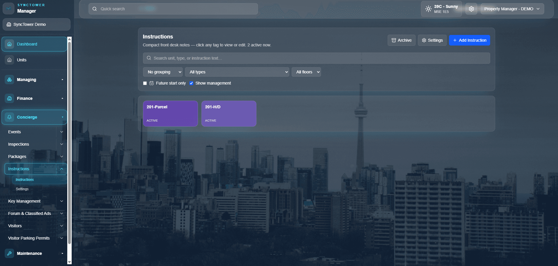 SyncTower Instructions module